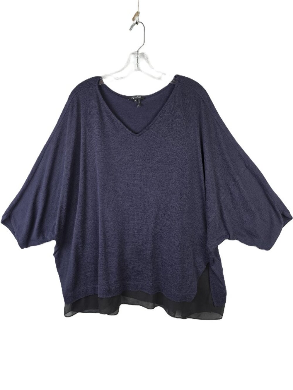 NIC+ZOE Tunic Top Boxy Relaxed Rayon Blend Stretch Dolman Sleeves size 2X Navy